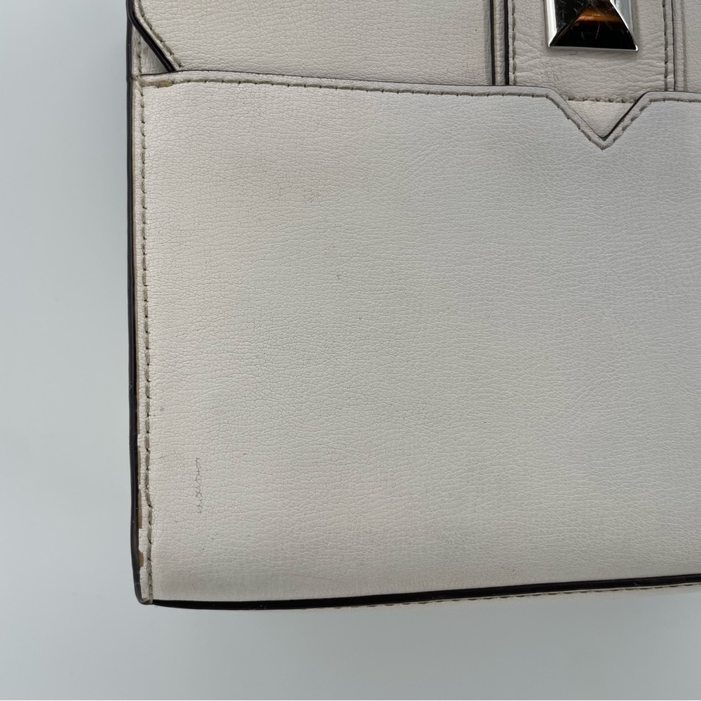 Michael Kors Rose Medium Flap Shoulder Bag White Leather Studded - Picture 8 of 15